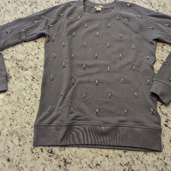 J.Crew Factory Gray Beaded Sweatshirt Sz XS - Picture 2 of 5